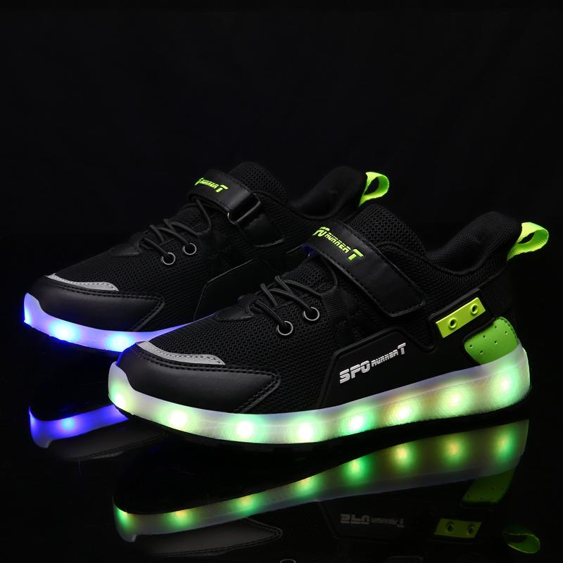 Children Luminous Sneakers Charging Switch LED Bling Bling Kids Glowing Sneakers Girls Laughing Shoes
