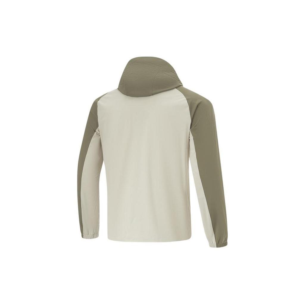 Li Ning Fitness Series однотонная облегающая спортивная ветровка с капюшоном Ice Feel, мужская верхняя одежда цвета известняка и зеленого AFDU413-6