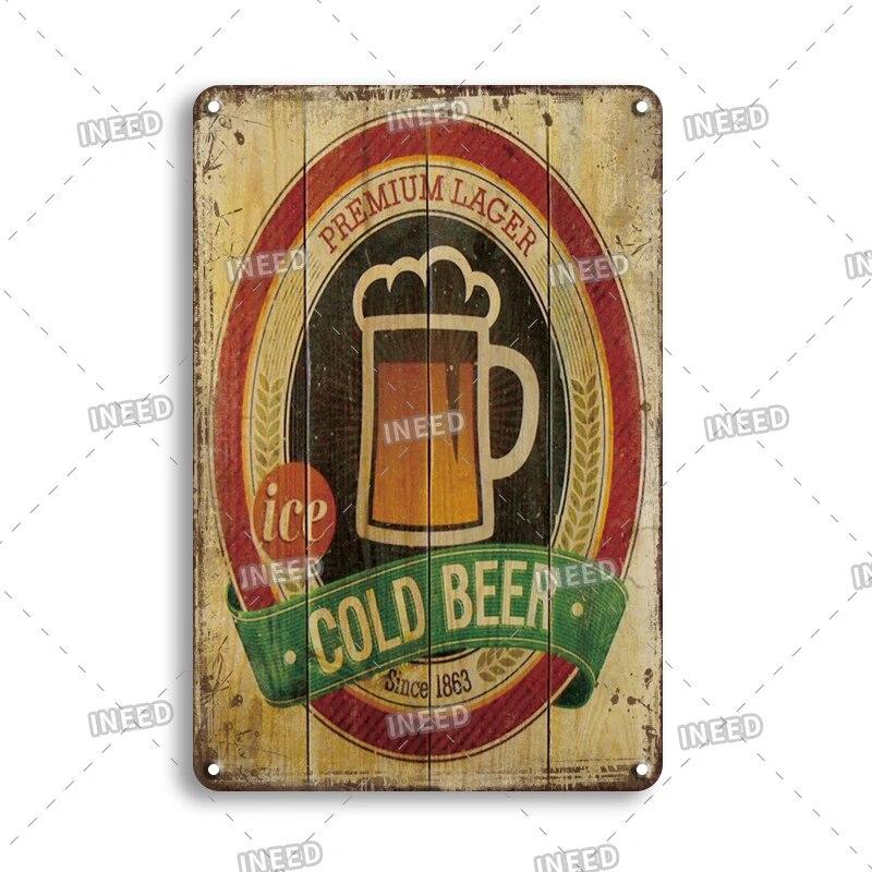 Tin Sign Beer Slod Here Vintage Metal Plaque Retro Metal Plate Funny Drink Vintage Iron Poster for Pub Club Man Cave Bar Decor