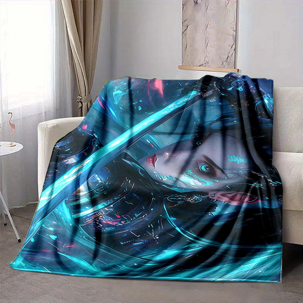 1Pc Cyberpunk Sword Warrior Flannel Blanket, Soft And Comfortable, Casual Warm, Camping Travel, Christmas, Halloween Xmas Gift S1646