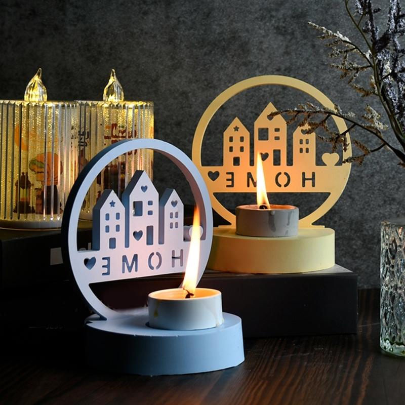Home House Candle Holder Molds Love House Castings Moulds Candlestick Silicone Molds Plasters Molds for Home Decoration