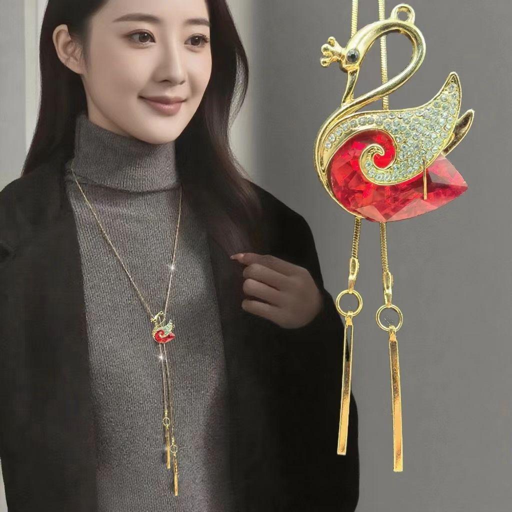 Элегантное ожерелье-цепочка с кисточкой для женщин - Универсальный, высококлассный европейский и американский дизайн для осенне-зимней моды