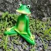 Green Zen Meditation Frog Statue Resin Crafts Garden Animal Figurine  for Outside Lawn Outdoor