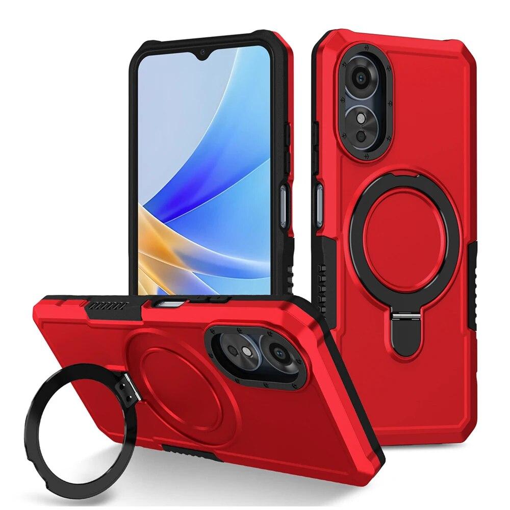 KEYSION Противоударный чехол для OPPO A17 A17K A78 A58 4G Силиконовый + ПК с металлическим кольцом-подставкой, чехол для телефона OPPO A5S A12 A54 A55 A74 A95