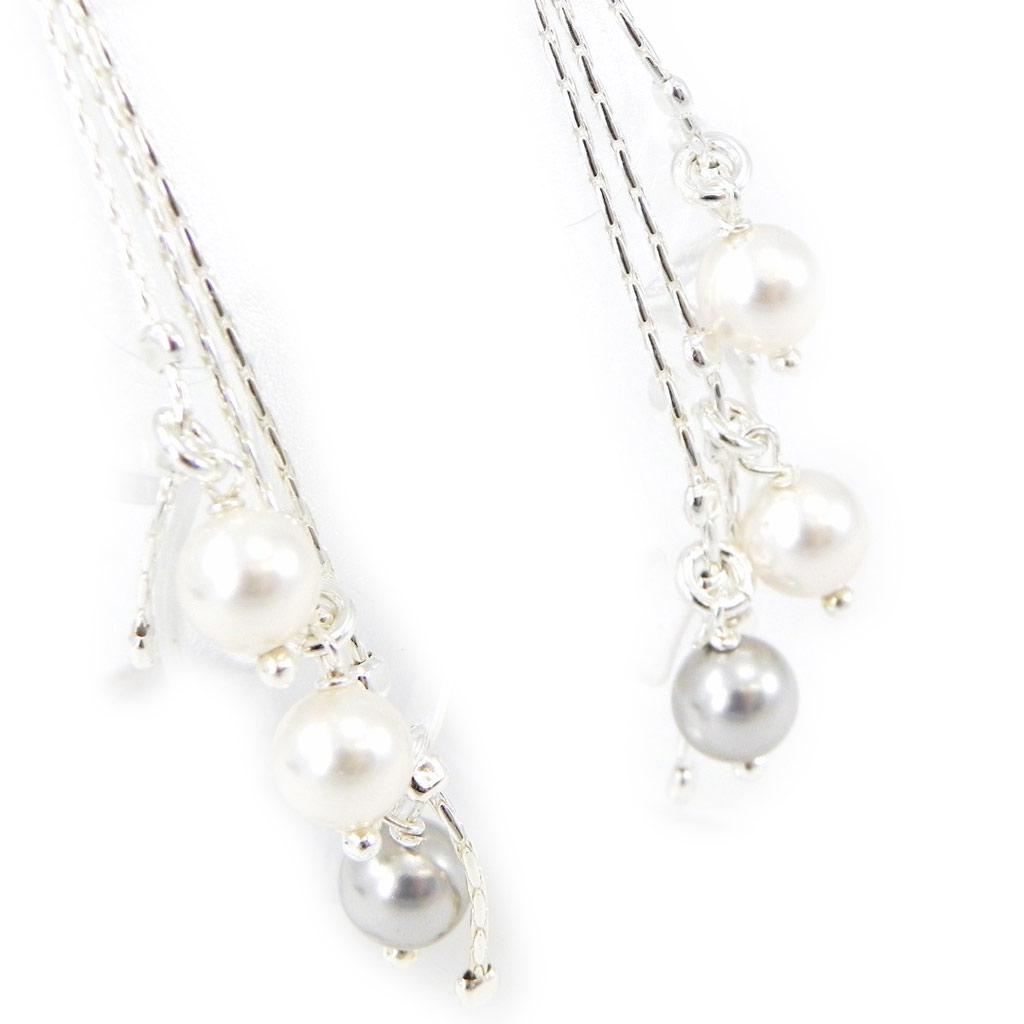 Les Trésors De Lily [G1916] - Серебряные серьги "Сисси" бело-серые.