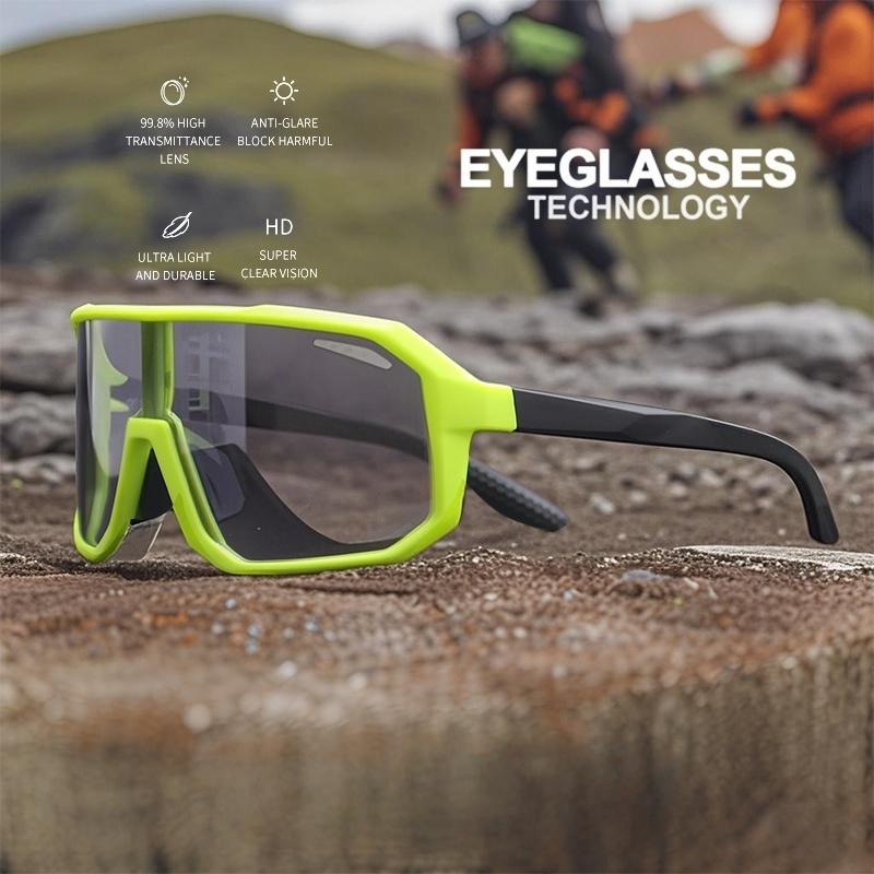 Photochromic Sports Sunglasses Oversized Monolithic Lens Comfort Fit for Cycling Hiking UV400 Lightweight Adventure Ready