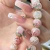 Sweet Cherry Blossom Beaded Bracelet For Women Girls Exquisite Elegant Beaded Bangle Party Jewelry Accessories Gifts