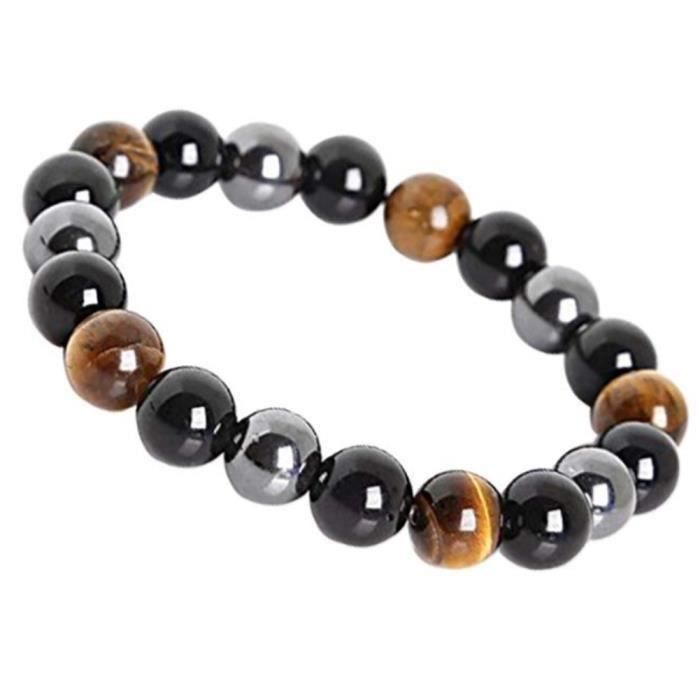 Bracelet - Tiger Eye - Triple Protection - Hématite - Obsidienne Noire - 10 mm