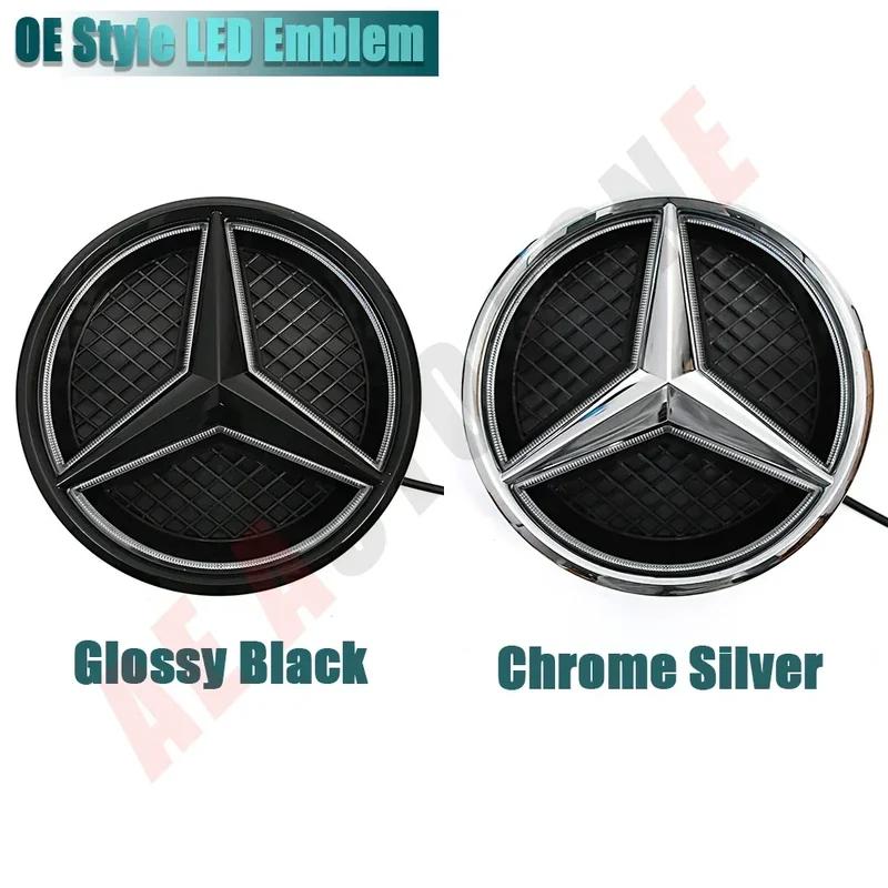 Silver Border 3D Mirror Emblem A W176 B W246 C W205 Class Matte Black OE Style Front Grille Star Emblem Logo For Mercedes Benz ZM1