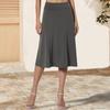Женская юбка длиной до колена, летняя повседневная юбка-трапеция с высокой талией, расклешенная, эластичная, простая юбка-миди с отворотом