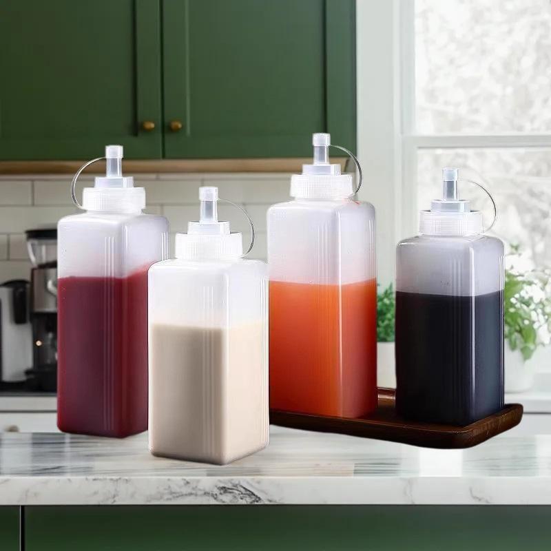 1PC600 800 1000ML Squeeze Sauce Bottles Condiment Dispenser Large Mouth Dustproof Kitchen Seasoning Salad Sauce Olive Oil Bottle