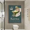 Frog Toilet Paper Funny Quote Karma Wall Art Canvas Painting Retro Posters and Prints Wall Pictures for Bathroom Washroom Decor
