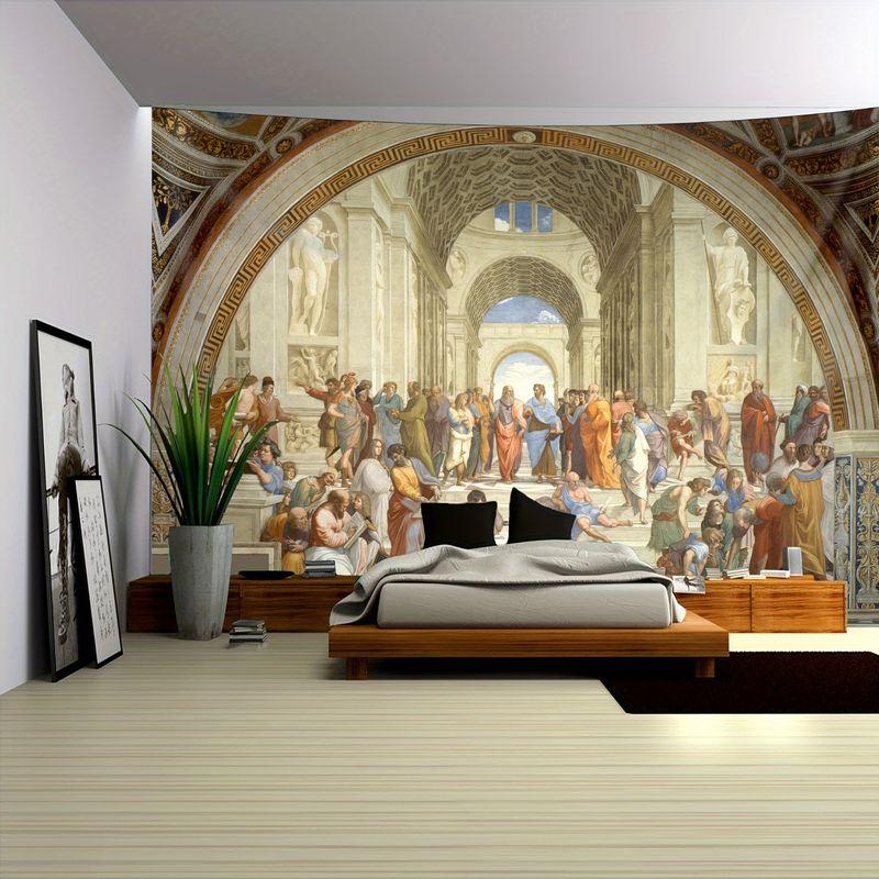 Raphael Athens Academy European Classical Tapestry, Elegant Wall Art for Bedroom Living Room Dorm Decor