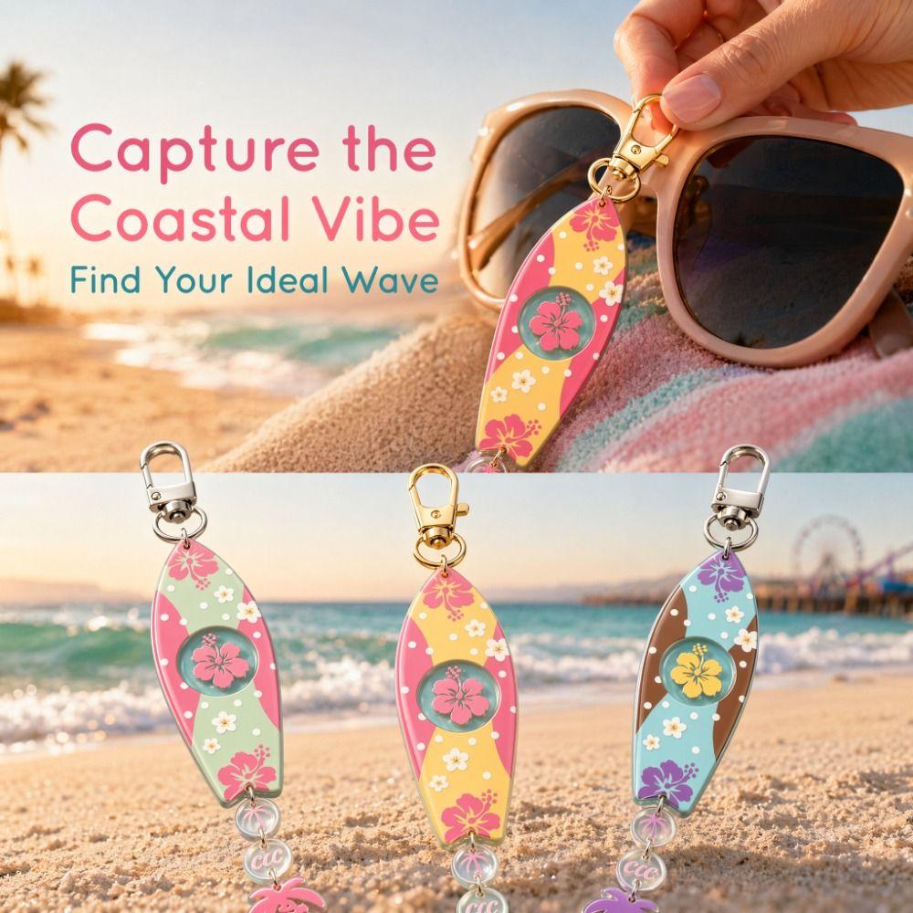 Cool Surfboard Keychains Summer INS Jewelry Leisure Decoration Marine Theme Pendant Party