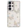 For Samsung Galaxy S25 Ultra Case Rhinestone Edge Pearl Butterfly Decor TPU+PC IMD Phone Cover