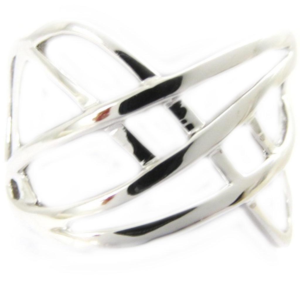 Серебряное кольцо "Хореография" Серебристое (родиевое покрытие) - 15 мм