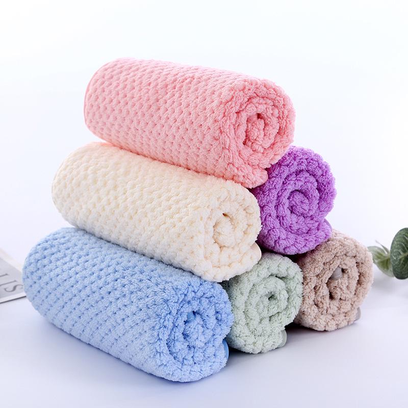 Coral Fleece Pineapple Grid Absorbent Dishcloth