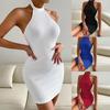 2024 Women's Spring/Summer Backless Stand Collar Bodycon Dress