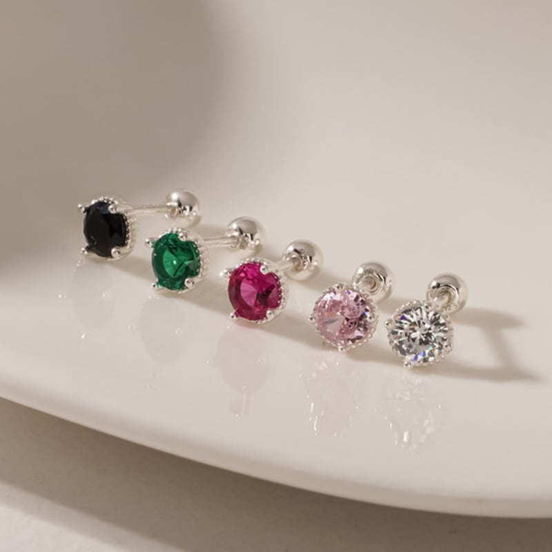 JEWNEL (1 + 1)Пирсинг Aubrey Color из серебра 925 пробы с кубическим цирконием (3 мм / 5 цветов)