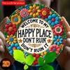 2d Flat 20*20cm, "Welcome, Please Take Off Your Shoes After Entering, Thank You" Circular Wooden Decoration, Suitable for Living Room, Cafe, Offices.