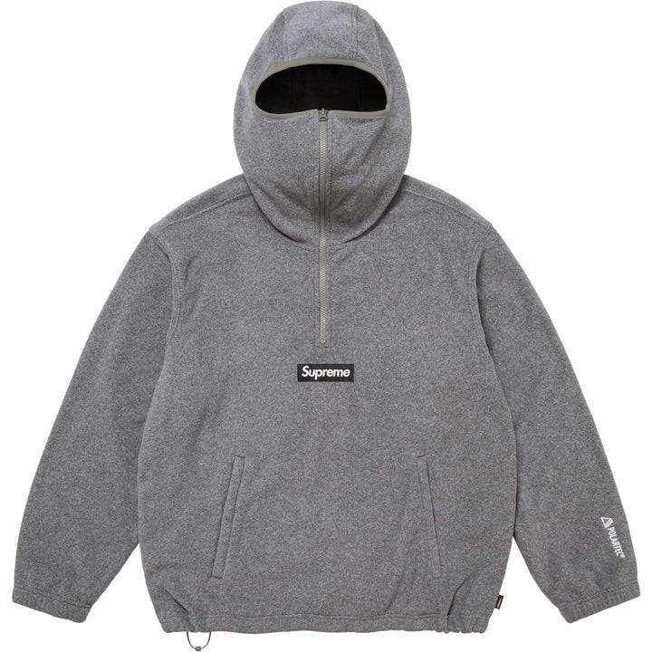 Supreme Серый худи с молнией до середины и маской из Polartec
