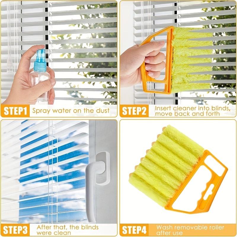 1pc Portable Microfiber Window Cleaning Brush Effortless Dust Collection Blinds Cleaning Brush