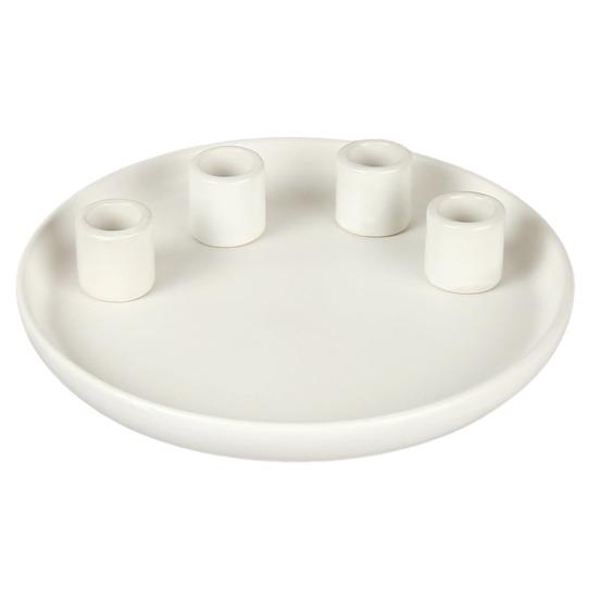 Ceramics Advent Candle Holder Matte Black White Taper Candle Tray 4 Candlestick Seats Dining