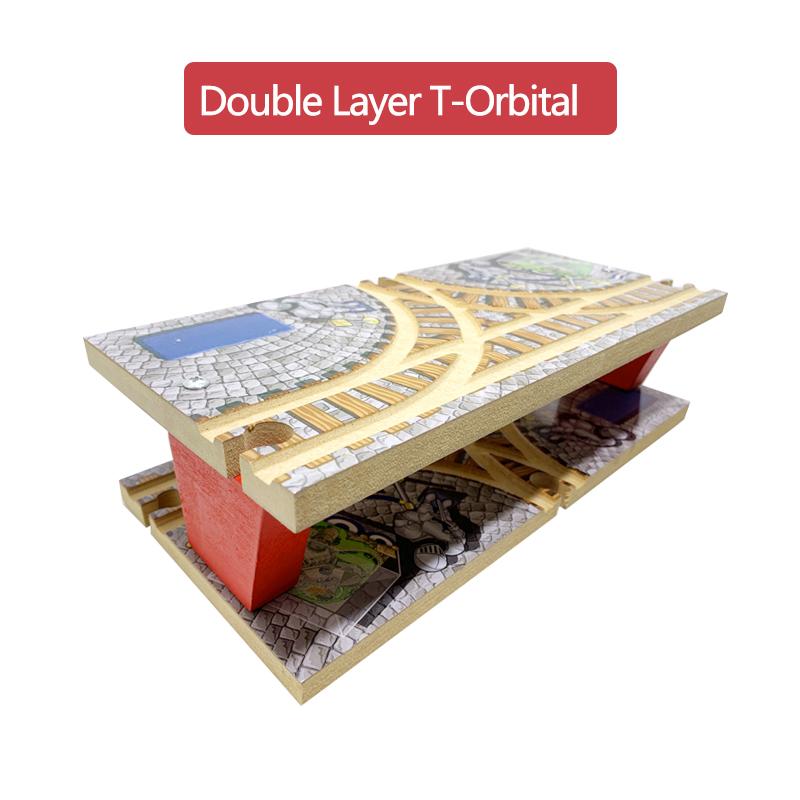 Wooden Train Track Blocks Bulk Accessories Transit Hub Double T-Rail Station Compatible with Solid Wood Train Track Boys Toys S2