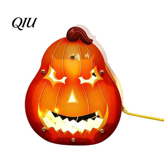 Safe Flameless Ornaments Halloween Lantern Craft Set for Kids, DIY Handheld Paper Pumpkin Ghost Creative Holiday Gifts Students with LED Light