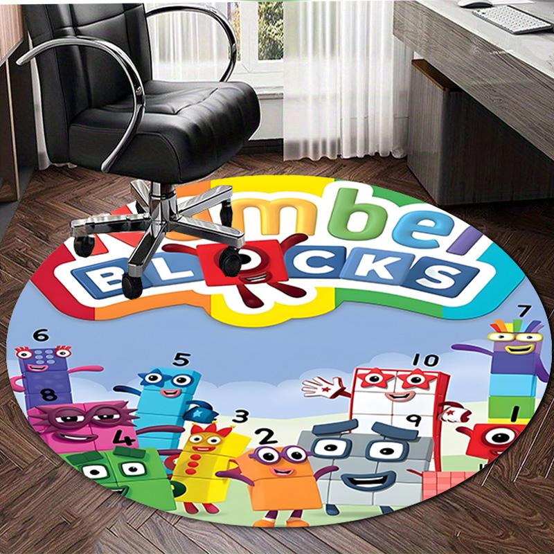 1pc 3D-Number-Blocks-Cartoon Design Printed Area Round Carpet for Bedroom Living Room Home Decor Rugs Mat Non Slip Mat Rug for Bedside