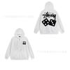 Unisex Hooded Zip-Up Fleece-Lined Sweatshirt With Letter Print Loose Fit Cotton Long Sleeve Men Women