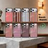 Чехол для телефона B-Бордовый W-Белая полоска Для iPhone17,16,15,14,13,12,11 Plus,Pro Max Магнитный Для Magsafe Беспроводная зарядка
