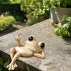 Desktop Resin Statue Funny Lounge Frog Figurine, Whimsical Lazy Statue, Novelty Office Desk Accessories Ornament for Bedroom Patio Balcony Garden
