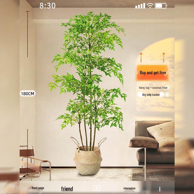 Нандина Роскошное Искусственное Дерево - Напольное Украшение для Помещений и Бионическое Зеленое Растение в Горшке