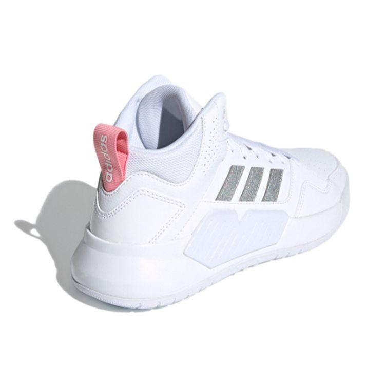 adidas Neo Play9tis 2 Удобные Повседневные Прочные Полувысокие Кеды для Скейтбординга Женские Кроссовки Белые Серебристые Розовые FZ1043