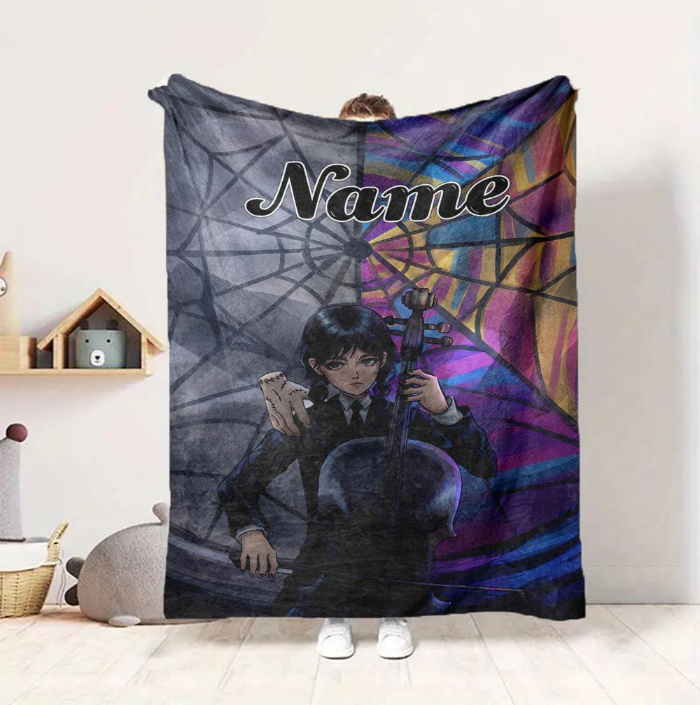 Custom Name Night Cello Flannel Blanket Throw Blanket Soft Warm Sofa Bed home Decor Unique Gift