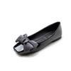 New Patent Leather Flat Women Butterfly-knot Ballet Flats Shoes Women Plus Size 41 Black Square Toe Bowtie Shoes Black for Lady 823
