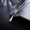 Fashion Brand 925 Sterling Silver Necklace for Women Luxury Wedding Jewelry Angel Crystal Cross Pendants Chain Neckalce