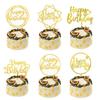 Set of 12 Gold Birthday Cake Toppers, Cake Decorations, Happy Birthday Cake Insert Cards, Birthday Decorations