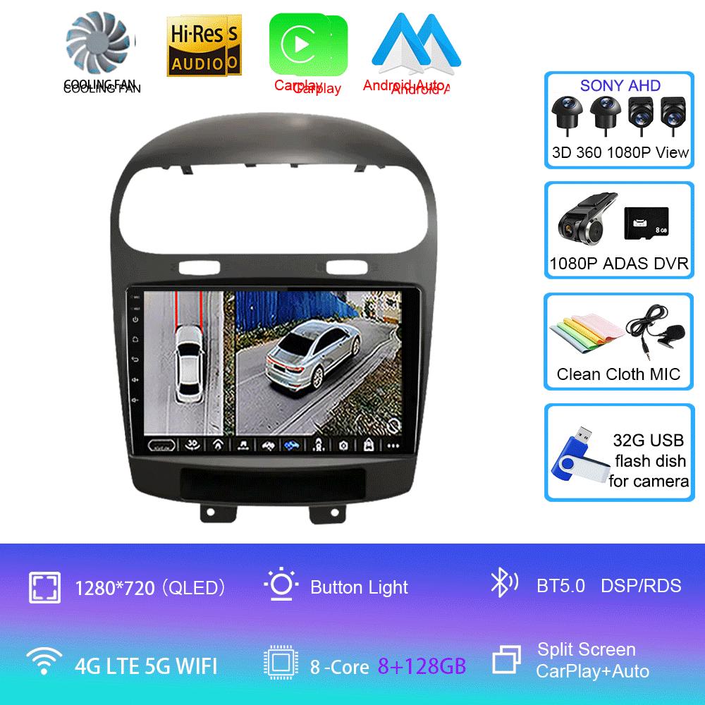 Для Dodge Journey Fiat Leap 2012-2020Автомобильное радио Навигация GPS Навигация Мультимедийный проигрыватель Android 14 2 Din Carplay WIFI+4G