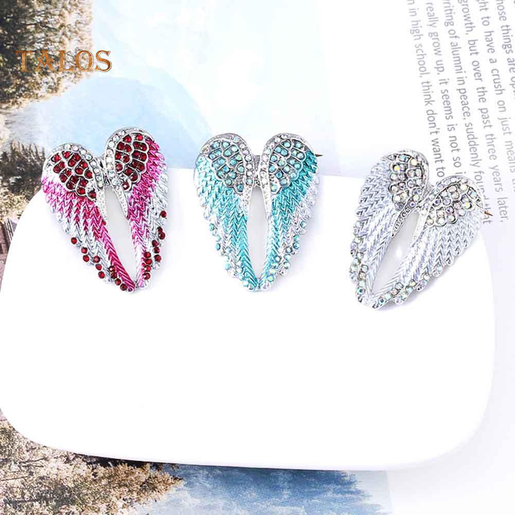 TJA Rhinestone Inlaid Angel Wing Brooch Pin Cardigan Scarf Corsage Badge Decor