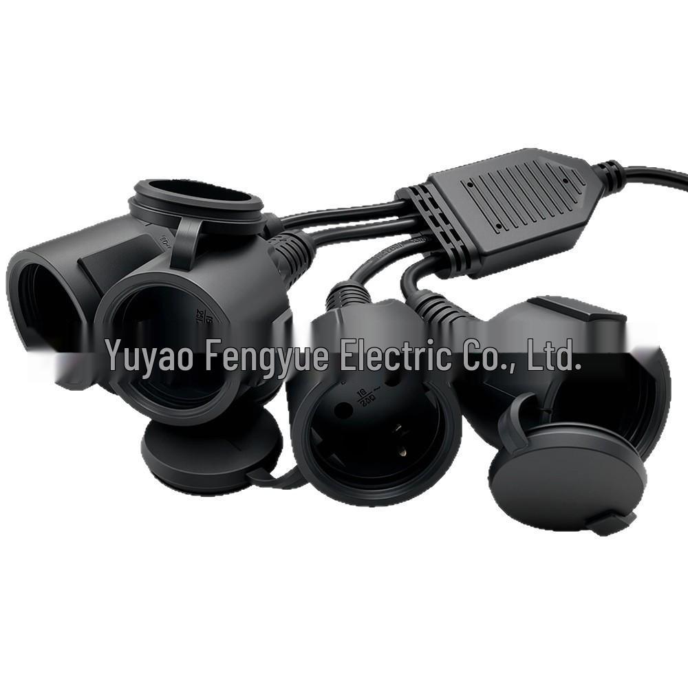 38cm European Standard Waterproof Power Extension Cord with Lid, One-to-Four Plug, 250V/16A