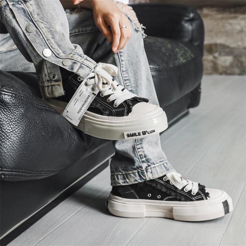 Новые дизайнерские модные черные мужские парусиновые туфли на дышащей платформе, дизайнерские туфли для мужчин, на шнуровке, вулканизированные туфли, мужские эспадрильи