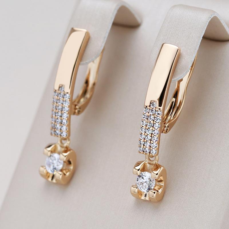 Kienl Модные этнические висячие серьги цвета розового золота для невесты для женщин винтажные свадебные серьги с натуральным цирконом в английском стиле повседневные украшения