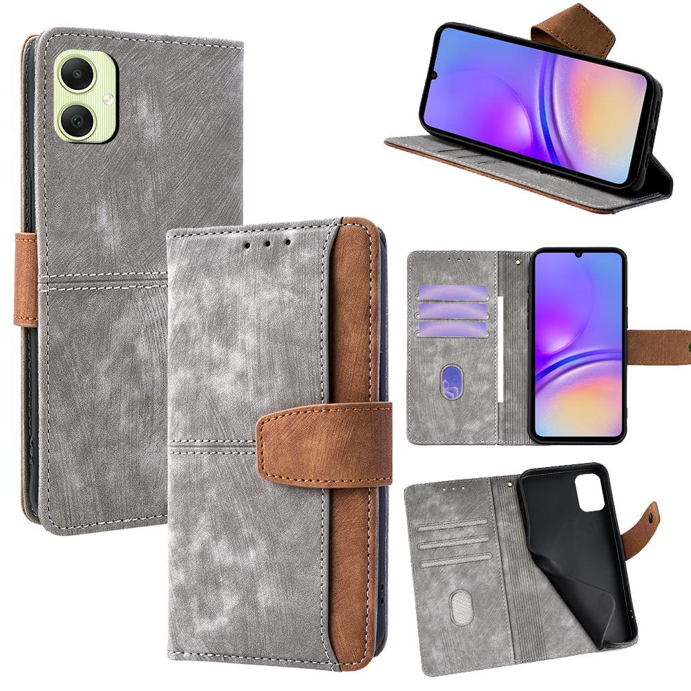 For Samsung Galaxy A05 4G Case RFID Blocking Color Splicing PU Leather Wallet Phone Cover
