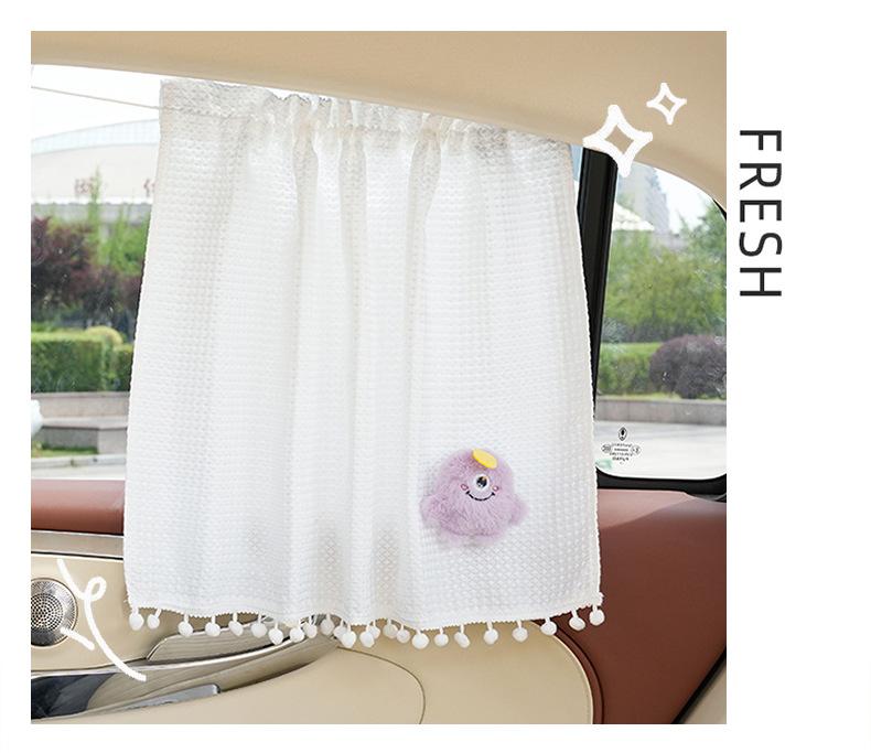 Little Monster Waffle Car Window Sun Shade Cartoon Vehicle Side Curtain Summer Heat Insulation