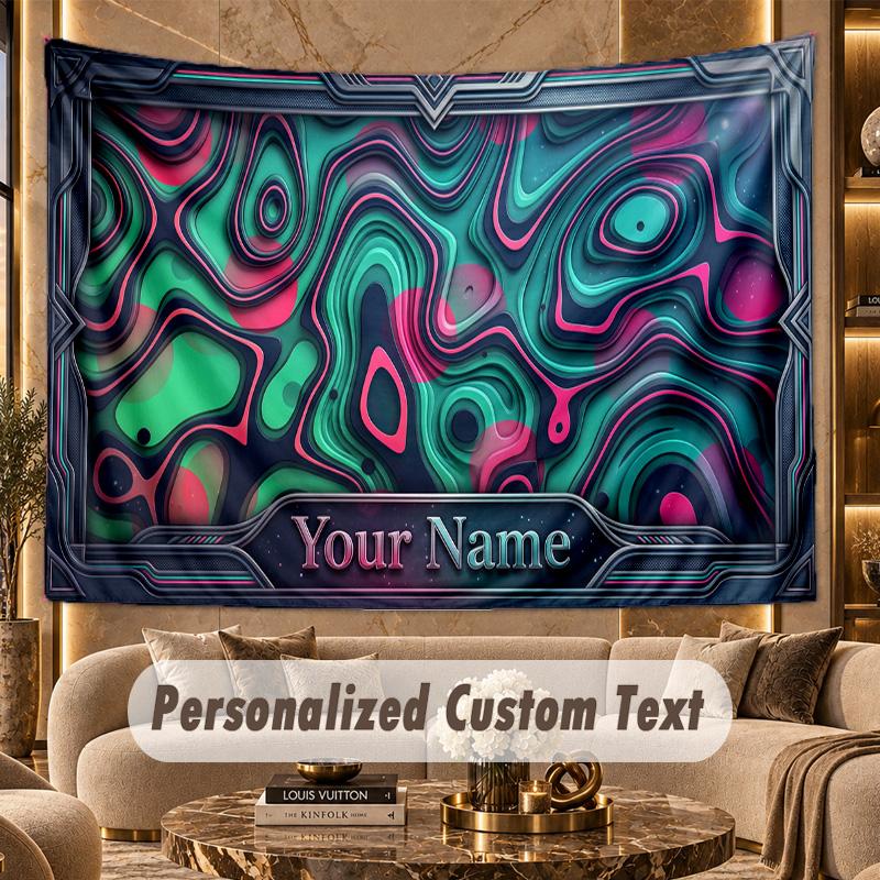 Abstract Geometric (211) Theme Personalized Tapestry Custom Name Text Wall Hanging Tapestry Home Background Decoration