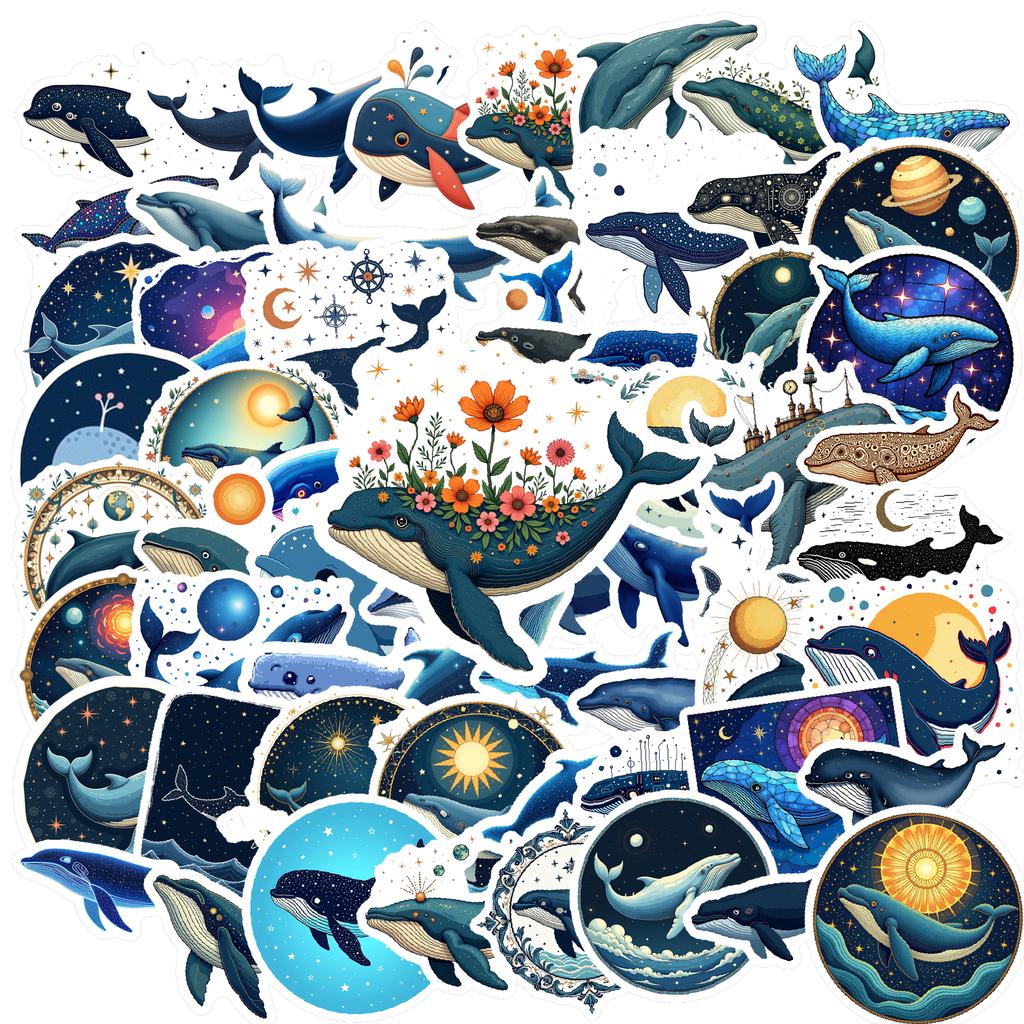 Waterproof Whale Stickers: Ocean themed vinyl decals for notebooks, luggage, instruments & more. Marine & decorative fun!