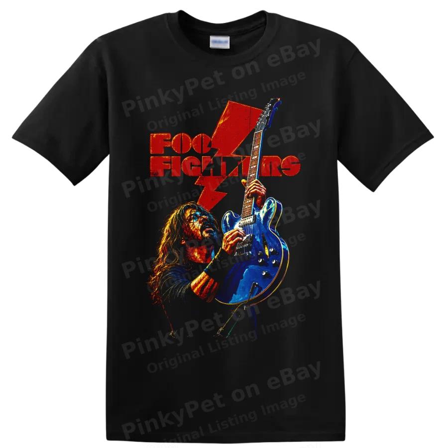 Foo Fighters Guitarist T Shirt Rock Lightning Bolt Concert Graphic Print Tee