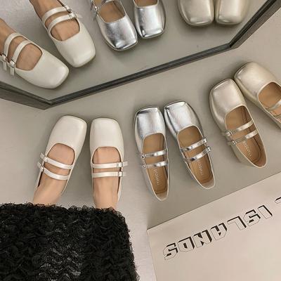 Новые туфли-балетки с небольшим увеличением внутренней высоты, нишевые, с круглым носком и мелким вырезом, нежные туфли Мэри Джейн на мягкой подошве с двойной застежкой